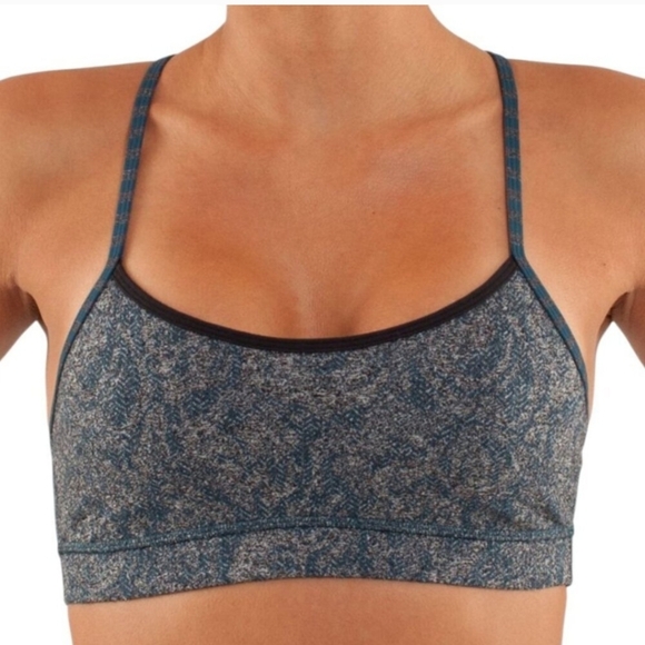 Lululemon Flow Y Bra IV Yoga Active Run Womens 8 Half Micro Macro Alberta Lake - Picture 3 of 7